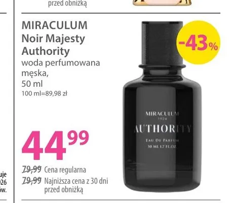 Woda perfumowana męska Miraculum Noir Majesty Authority promocja w Hebe