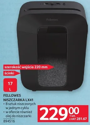 Niszczarka FELLOWES NISZCZARKA LX41 promocja w Selgros