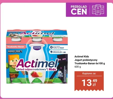 Jogurt probiotyczny Actimel Kids Truskawka-Banan 6-pak promocja w Biedronka
