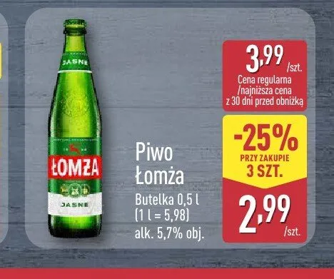 Piwo Łomża Jasne promocja w Aldi