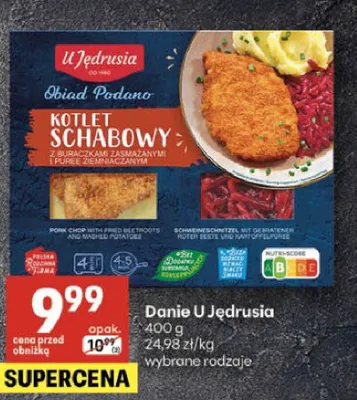 Obiad Podano kotlet schabowy promocja w Delikatesy Centrum