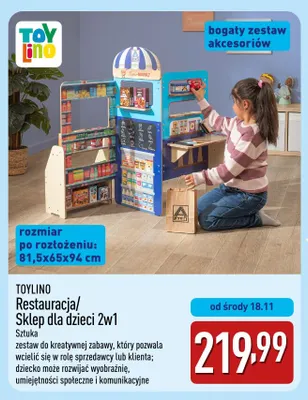 Restauracja/sklep dla dzieci 2w1 Toylino promocja w Aldi