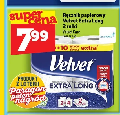 Ręcznik papierowy Velvet Extra Long 2-pak promocja w TOPAZ
