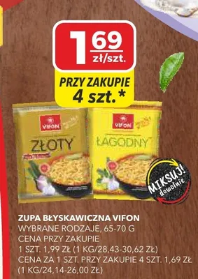 Zupa błyskawiczna wybrane rodzaje promocja w Top Market
