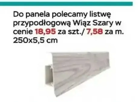 Listwa przypodłogowa Wiąz Szary promocja w Abra Meble
