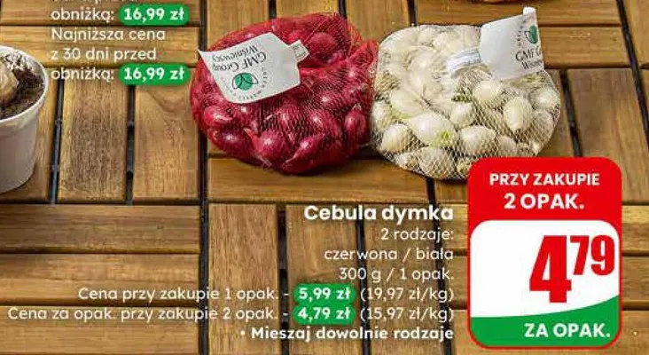 Cebula dymka 2 rodzaje: czerwona / biała promocja w Dino