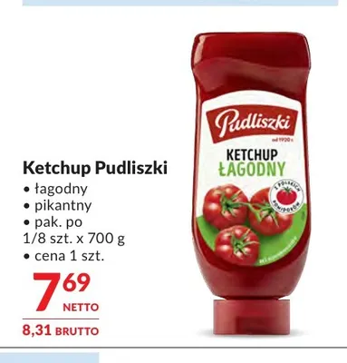 Ketchup łagodny Pudliszki promocja w Makro