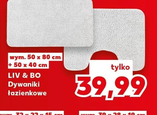 Dywaniki łazienkowe Liv & Bo 50x80 cm + 50x40 promocja w Kaufland