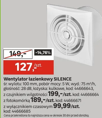 Wentylator łazienkowy SILENCE promocja w Leroy Merlin