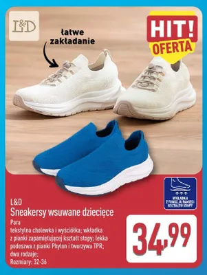 Sneakersy wsuwane dziecięce L&D promocja w Aldi