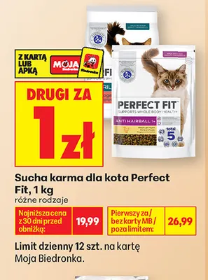 Sucha karma dla kota Perfect Fit promocja w Biedronka