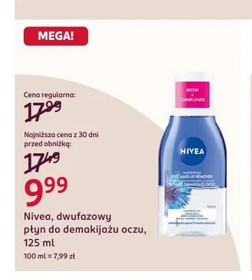 Dwufazowy płyn do demakijażu oczu Nivea promocja w Rossmann