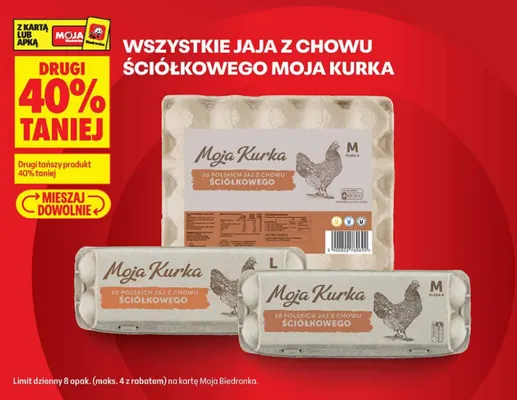 Jajka kurze z chowu ściółkowego 20 szt. Moja Kurka promocja w Biedronka