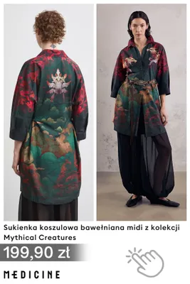 Sukienka koszulowa bawełniana midi z kolekcji Mythical Creatures Medicine promocja w Medicine