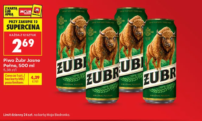 Piwo Żubr promocja w Biedronka