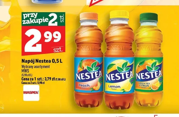 Napój Nestea Peach 500 ml promocja w TOPAZ