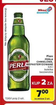 Piwo Perła Niepasteryzowane promocja w Carrefour Market