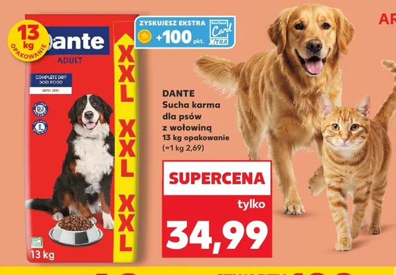 Sucha karma dla psów Dante z wołowiną promocja w Kaufland