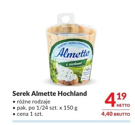 Serek Almette Hochland promocja w Makro