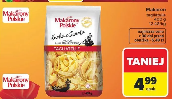 Makaron tagliatelle promocja w Carrefour