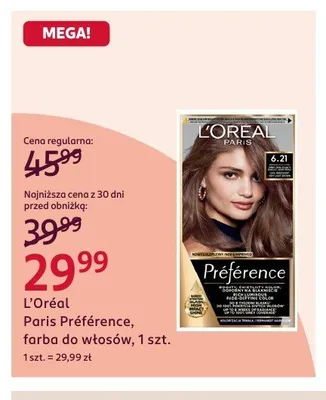 Farba do włosów Paris Préférence L'Oréal promocja w Rossmann