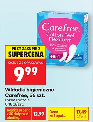 Wkładki higieniczne różne rodzaje promocja w Biedronka