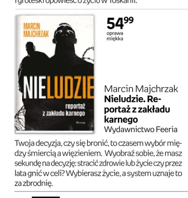 Książka Nieludzie. Reportaż z zakładu karnego Marcin Majchrzak promocja w Empik