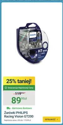 Żarówki samochodowe PHILIPS Racing Vision GT200 promocja w ERLI