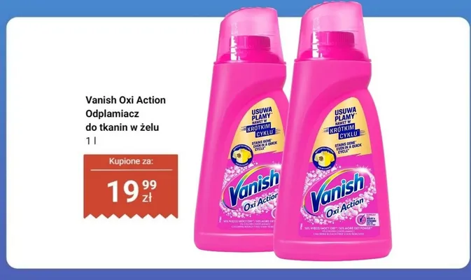 Odplamiacz do tkanin w żelu Vanish Oxi Action promocja w Dino