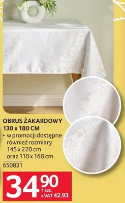 Obrus żakardowy 130 x 180 cm promocja w Selgros