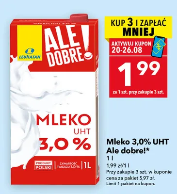 Mleko UHT Ale dobre! 3,0% promocja w LEWIATAN