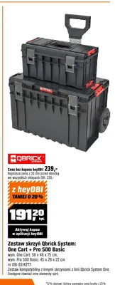 Zestaw skrzyń Qbrick System One Cart + Pro 500 Basic wym. One Cart: 58x46x75cm wym. Pro 500 Basic: 45x26x22cm promocja w OBI