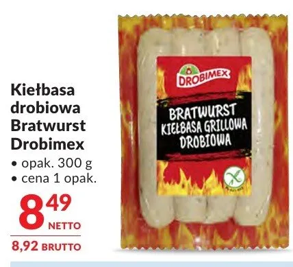 Kiełbasa drobiowa Bratwurst Drobimex promocja w Makro