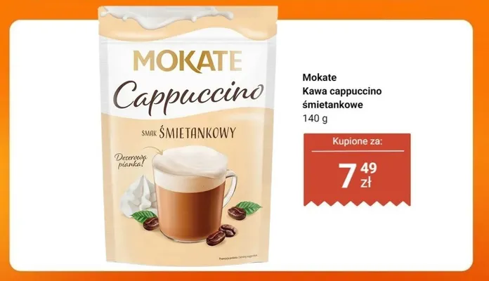 Kawa cappuccino śmietankowe Mokate promocja w Dino