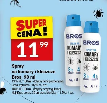Spray na komary i kleszcze Bros 90 ml promocja w Twój Market