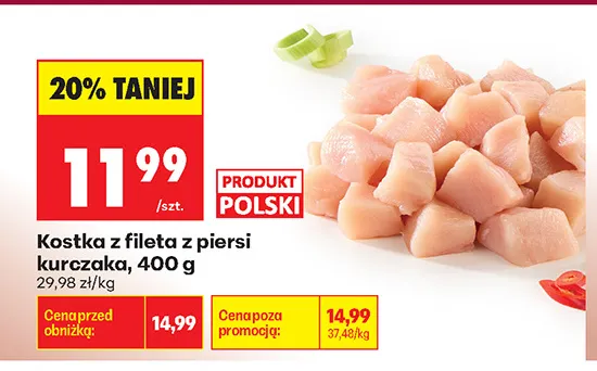 Kostka z fileta z piersi kurczaka promocja w Biedronka