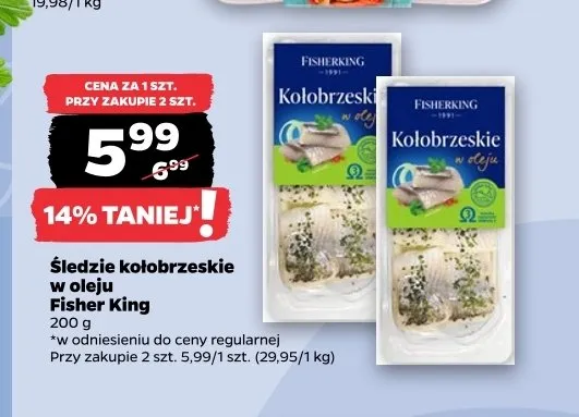 Śledzie kołobrzeskie w oleju Fisher King promocja w Netto