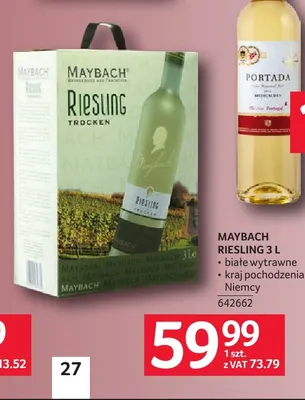 Wino białe wytrawne Maybach Riesling promocja w Selgros