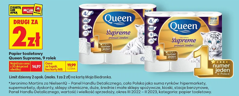 Papier toaletowy Supreme DRUGI ZA 2 ZŁ promocja w Biedronka