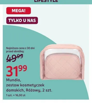 Zestaw kosmetyczek damskich Różowy Mundia promocja w Rossmann