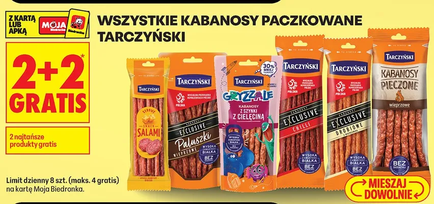 Kabanosy Tarczyński Exclusive Drobiowe z wieprzowiną promocja w Biedronka