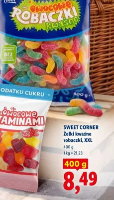 Żelki kwaśne robaczki XXL Sweet Corner promocja w Lidl