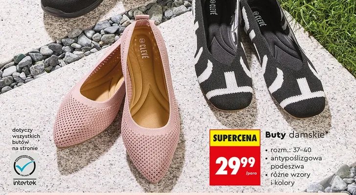 Buty damskie CLEVÉ z antypoślizgową podeszwą promocja w Biedronka