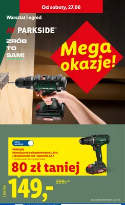 Akumulatorowa wiertarkowkrętarka Parkside promocja w Lidl