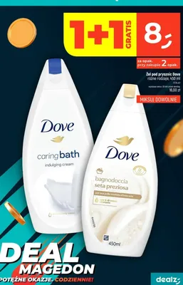 Żel pod prysznic Dove caring bath indulging cream promocja w Dealz
