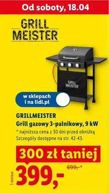 Grill gazowy 3-palnikowy 9 kW promocja w Lidl