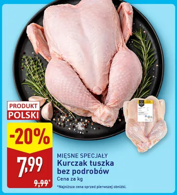Kurczak tuszka bez podrobów Mięsne Specjały polski promocja w Aldi