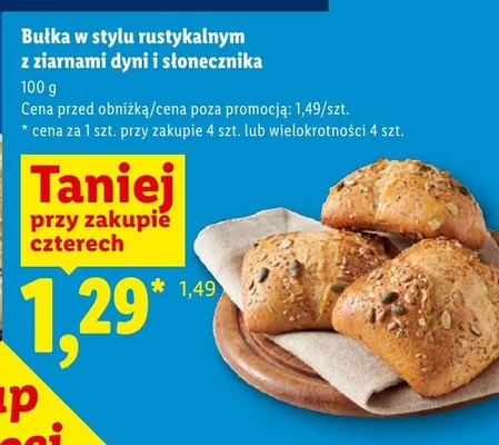 Bułka w stylu rustykalnym z ziarnami dyni i słonecznika Piekarnia Lidla promocja w Lidl