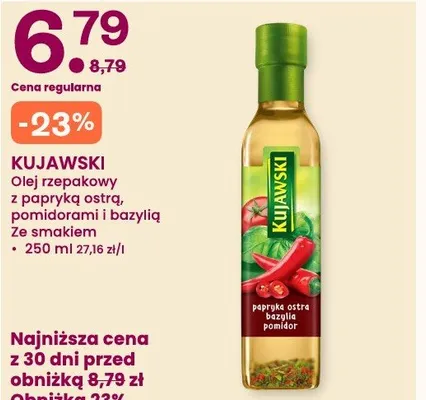 Olej rzepakowy z papryką ostrą pomidorami i bazylią ze smakiem Kujawski promocja w Frisco