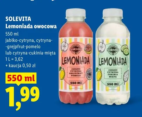 Lemoniada owocowa Solevita cytryna-grejpfrut-pomelo promocja w Lidl